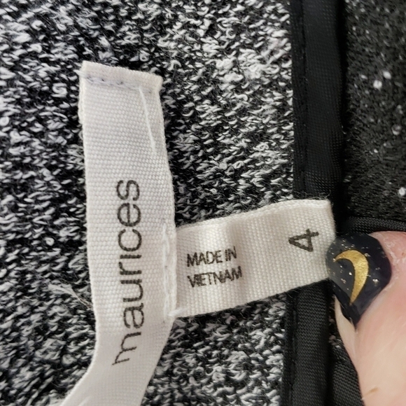 Maurices No Button Cardigan Jacket Black & White Peplum 3/4 Sleeve Plus 4 EUC - Picture 5 of 13